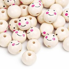 10 x Wooden Doll Head Beads