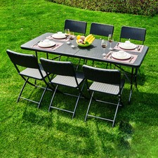 Plastic Garden Picnic Set Patio Foldable Dining Beer Table Bench Chair BBQ Party