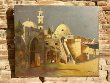 Large Antique 1920’s Oil On Canvas - Islamic Mosque Interest H Neville / 77x64cm