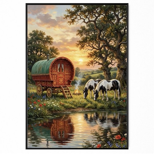 Vardo wagon art print - a4,