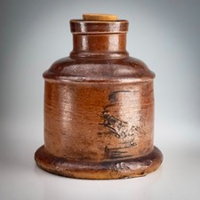 Victorian inkwell brown glazed - victorian,