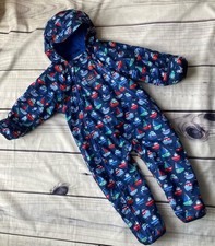 Jojo Maman Bebe Waterproof Snowsuit Splish Splash 12-18 Months Sail Boats lined