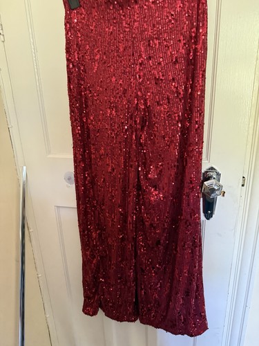Ladies red sequin trousers - ladies,