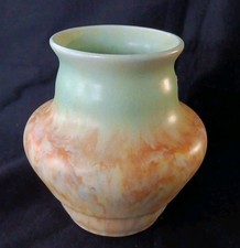 Beswick Ware Vintage Art Deco Vase - 13cm Ht. Green/Terracotta Colour Scheme