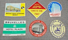 Vintage Hotel Baggage Luggage Labels Job Lot of 6 Original Labels 1960s (c)