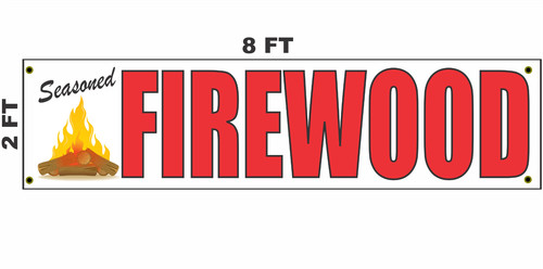 Seasoned firewood banner sign - seasoned,