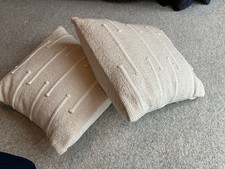 Dunelm Pair Of Cushions. Natural Textured Colour. Used Once.