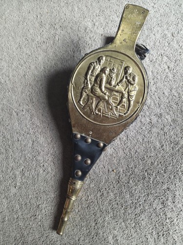 Vintage brass leather - brass,, wood