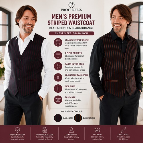 Mens black wedding waistcoat - black,