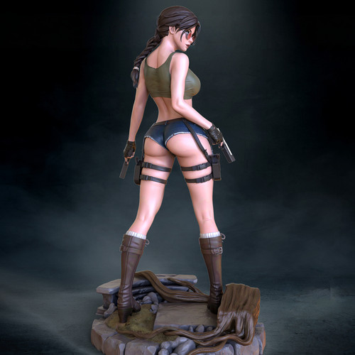 Painted lara croft statue - painted,
