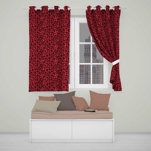 Blackout eyelet curtains red - blackout,