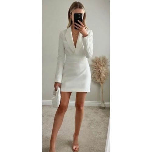 Zara white belted blazer dress - zara,