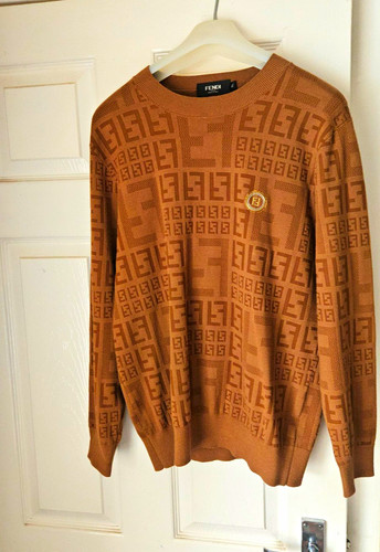 Brown logo knit - logo, crew