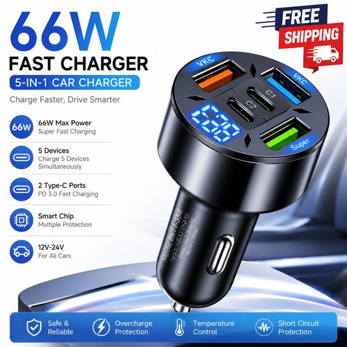 Fast car charger 66w quad - 66w,