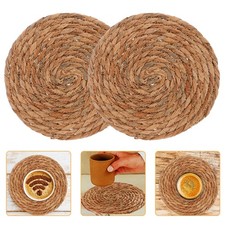  4 Pcs Wicker Placemat Round Woven Placemats Farmhouse Coasters Boho