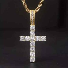 18K Gold GF Solid Cross