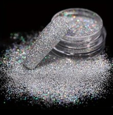 Silver Pearl Holographic Nail Powder GLITTER ART POWDER DUST GLIMMER PREMIUM