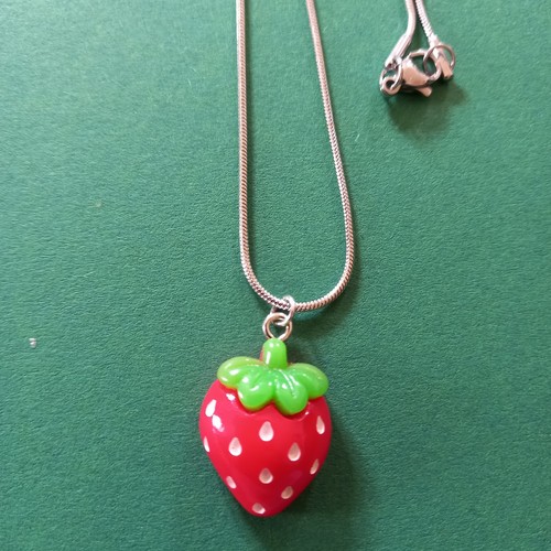 Strawberry pendant necklace - strawberry,
