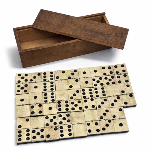 Antique bone ebony domino - bone,