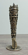 PAST TIMES Victorian Ornate Pewter Posy Bud Vase Place Card Holder Boxed & Card