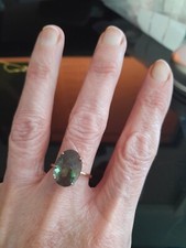 Green Andesine 5.02ct- 9K Gold Ring - L to M