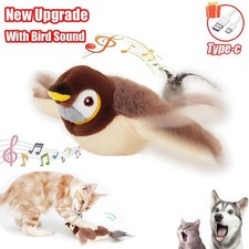 Interactive Chirping Bird Cat Toy Rechargeable Flapping Wing Plush Toy with Catn