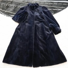 Saga Mink Long Overcoat Navy