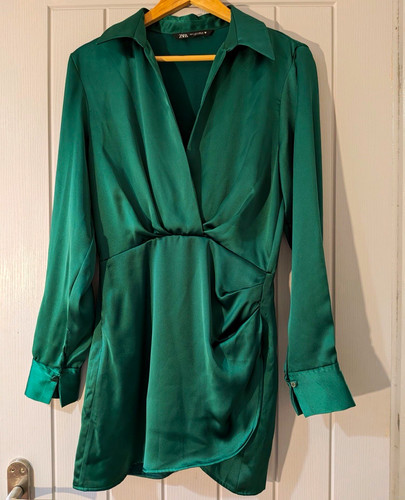 Zara green satin - green, shirt