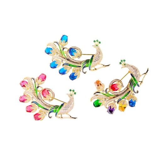 Versatile peacocks brooch - peacocks, for