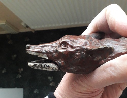 Fox head metal hand painted - fox,