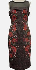 Karen Millen Black Floral Print Pencil Dress Size  uk 10