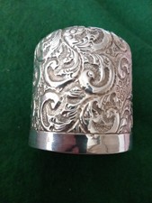 Hallmarked Silver ~ Edwardian Inkwell ~ Repousse Design ~ B/Ham 1903