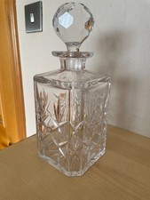 ROYAL DOULTON PRINCE CHARLES SQUARE WHISKY CRYSTAL DECANTER 10" TALL 4" SQUARE