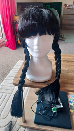 Black synthetic braided wig - black,
