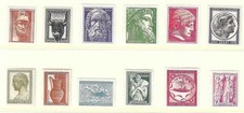 GREECE 1954, FULL SET OF POSTAGE STAMPS, ANCIENT GREEK ART, SG 713-724 MVLH.