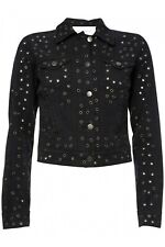 CHRISTOPHER KANE TOPSHOP RARE BLACK EYELET DENIM JACKET UK 10 EU 38 SMALL BNWT