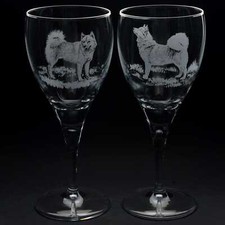 Finnish Spitz Dog Crystal Wine