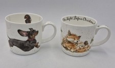 Royal Worcester Mug Cup Wrendale Designs Hannah Dale Fox & Dachshund Dog Artwork