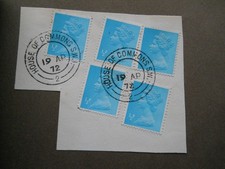 5 x Vintage House of Commons hand franked QE11 1/2p stamps