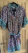 Juliet Dunn Blouson Mini Dress 3x Colour Leopard Print ~Indian Cotton Size [ 1 ]