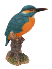 Vivid Arts Real Life Ornaments - Kingfisher on a Stump - Resin, Indoor/Outdoor