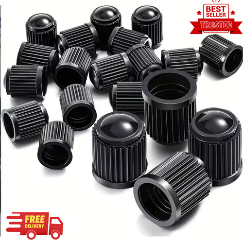 100x car tyre valve caps - caps, black
