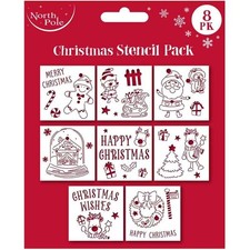 Christmas Plastic Stencils x 8 Pack 13cm x 13cm Craft Card Making Adult children
