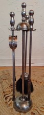 Rare Antique Steel Companion Set - Tall - Fireside Tools - Early 20th C. - Heavy