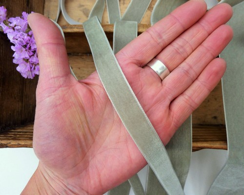 Sage green velvet ribbon