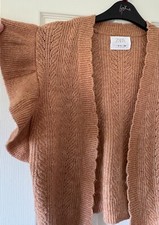 Worn Once Girls ZARA Soft Pointelle Knit Sleeveless Ruffle Cardigan 13-14 years