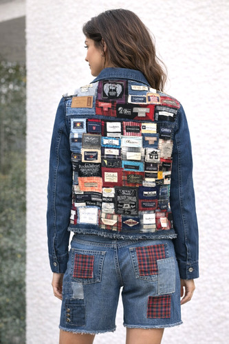 Upcycled jean jacket - jacket,, cropped