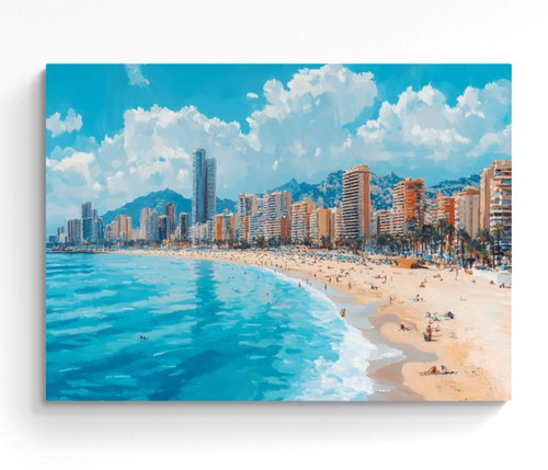 Benidorm beach canvas picture - benidorm,