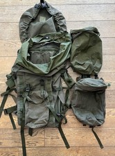 British Army Vintage OG Long Back Bergen C1992 With Two Side Rocket Pouches