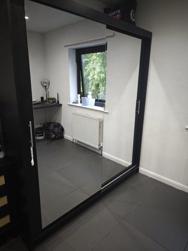 Black door sliding mirrored - door,